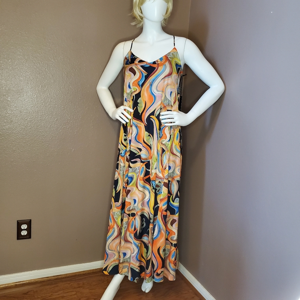NWT NICOLE MILLER maxi resort slip dress S